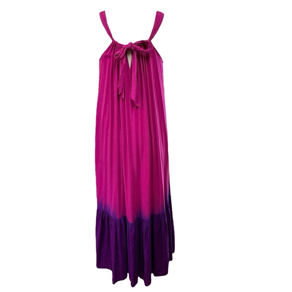 NWT River+Sky MADE IN USA dress midi dip dyed pockets tie bow - fits XS‎ S or M